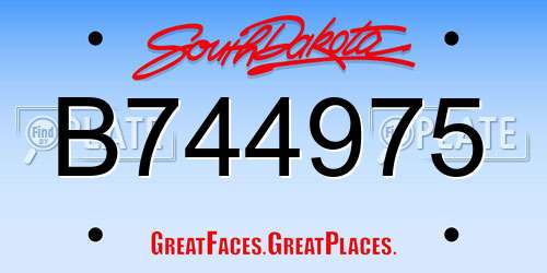 B744975 South Dakota License Plate