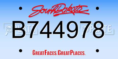 B744978 South Dakota License Plate