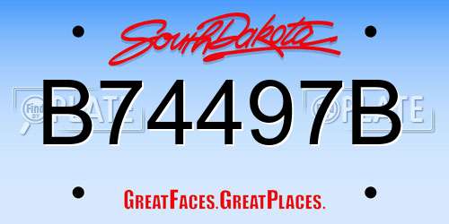 B74497B South Dakota License Plate