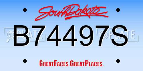 B74497S South Dakota License Plate