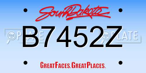 B7452Z South Dakota License Plate