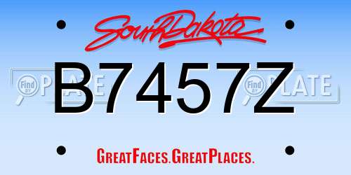B7457Z South Dakota License Plate