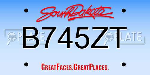 B745ZT South Dakota License Plate