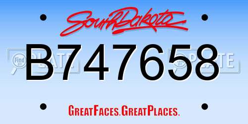 B747658 South Dakota License Plate