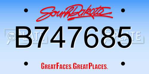 B747685 South Dakota License Plate