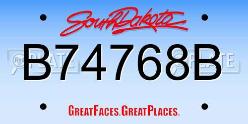 B74768B South Dakota License Plate