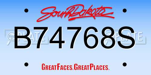 B74768S South Dakota License Plate