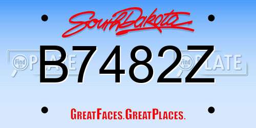 B7482Z South Dakota License Plate