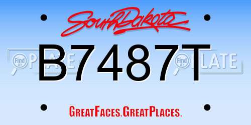 B7487T South Dakota License Plate