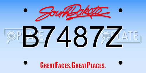 B7487Z South Dakota License Plate
