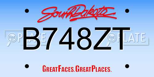 B748ZT South Dakota License Plate