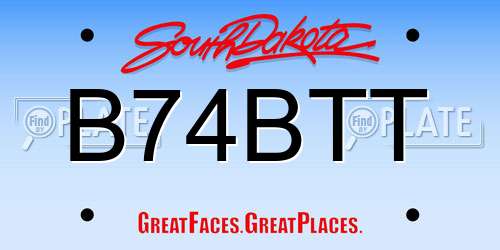 B74BTT South Dakota License Plate