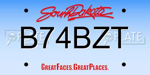 B74BZT South Dakota License Plate