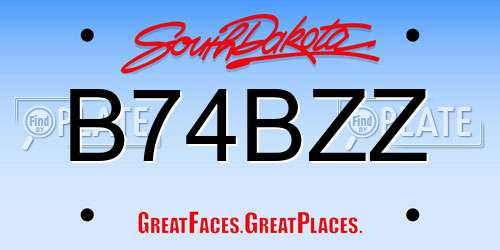 B74BZZ South Dakota License Plate