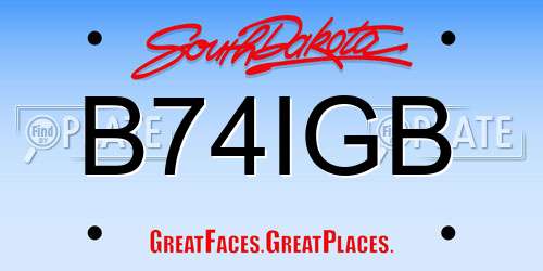 B74IGB South Dakota License Plate