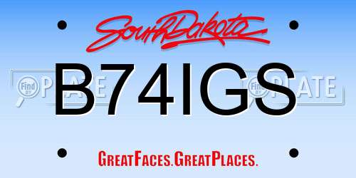 B74IGS South Dakota License Plate