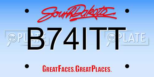 B74ITT South Dakota License Plate