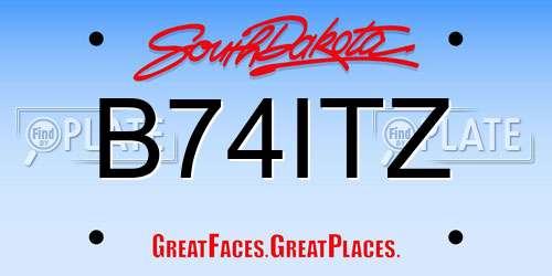 B74ITZ South Dakota License Plate