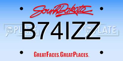 B74IZZ South Dakota License Plate