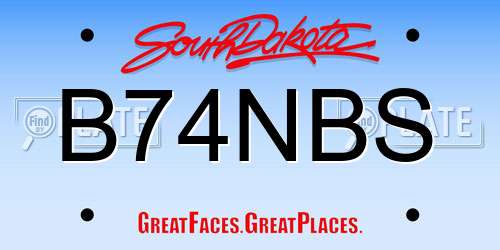 B74NBS South Dakota License Plate