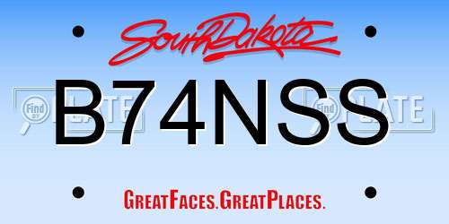 B74NSS South Dakota License Plate
