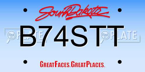 B74STT South Dakota License Plate