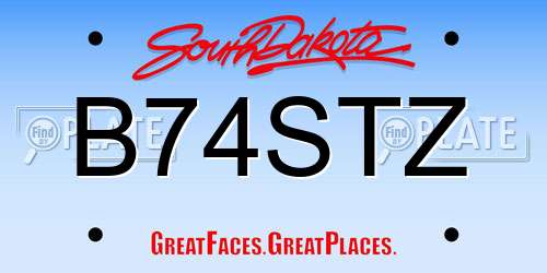 B74STZ South Dakota License Plate