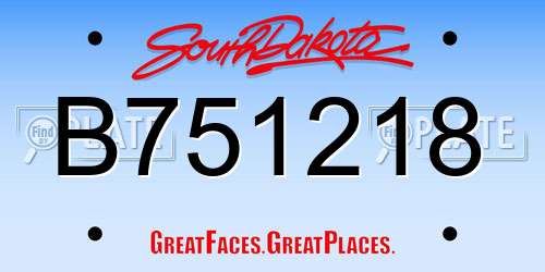 B751218 South Dakota License Plate