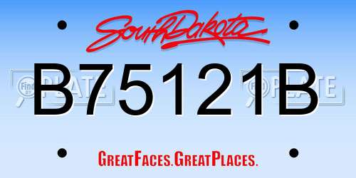 B75121B South Dakota License Plate