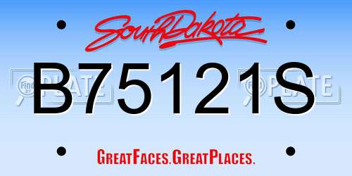 B75121S South Dakota License Plate