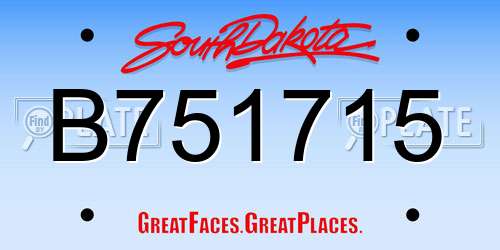 B751715 South Dakota License Plate