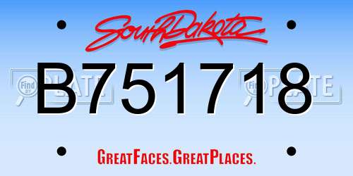 B751718 South Dakota License Plate