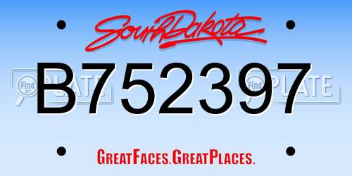 B752397 South Dakota License Plate