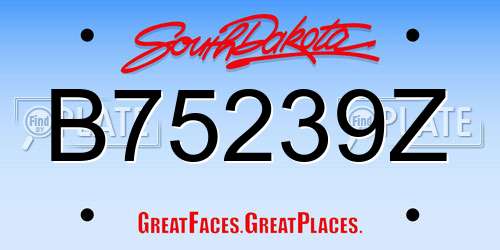 B75239Z South Dakota License Plate