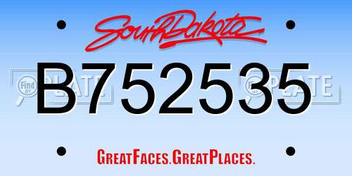 B752535 South Dakota License Plate
