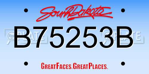 B75253B South Dakota License Plate