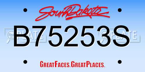 B75253S South Dakota License Plate