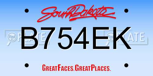 B754EK South Dakota License Plate