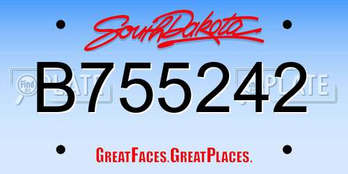 B755242 South Dakota License Plate
