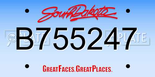 B755247 South Dakota License Plate