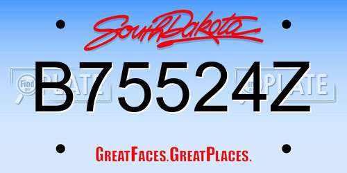 B75524Z South Dakota License Plate