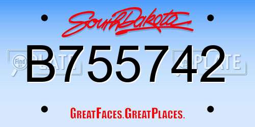 B755742 South Dakota License Plate