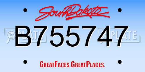 B755747 South Dakota License Plate