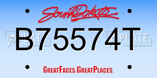 B75574T South Dakota License Plate