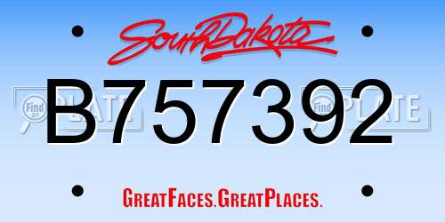 B757392 South Dakota License Plate