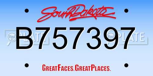 B757397 South Dakota License Plate