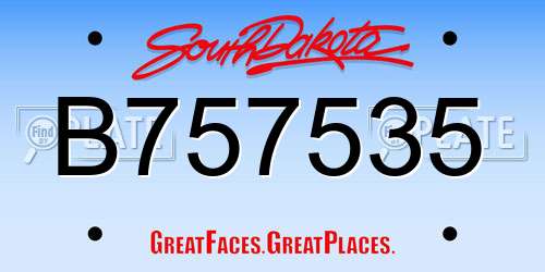B757535 South Dakota License Plate