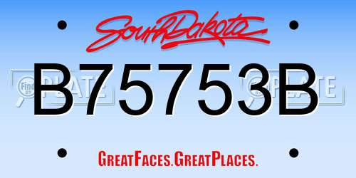 B75753B South Dakota License Plate