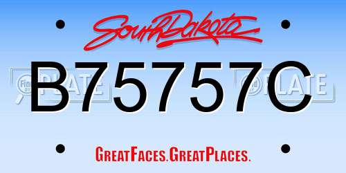 B75757C South Dakota License Plate