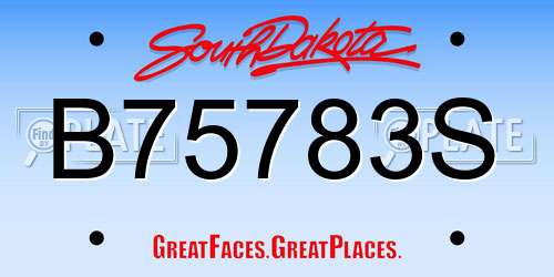 B75783S South Dakota License Plate